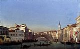 The Rialto Bridge, Venice by Ippolito Caffi
